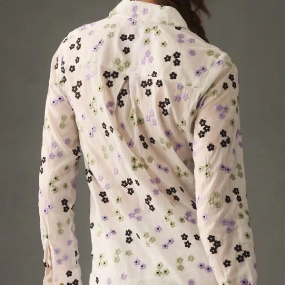 Anthropologie Maeve Embroidered Floral 
Button-down  Blouse - XL - NWT - Picture 10 of 16